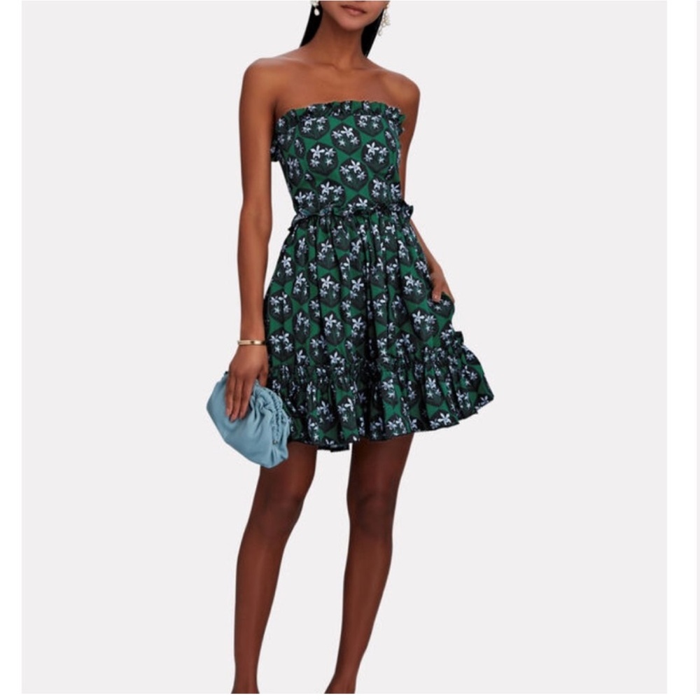 AGUA BY AGUA BENDITA Rosa Strapless Ruffled Floral-Print Mini Dress